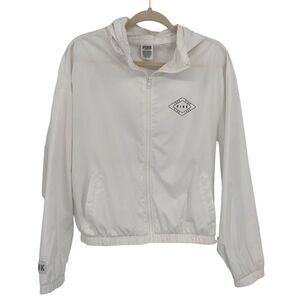 Pink Victoria’s Secret Hooded Full Zip Windbreaker Jacket White XS/Small
